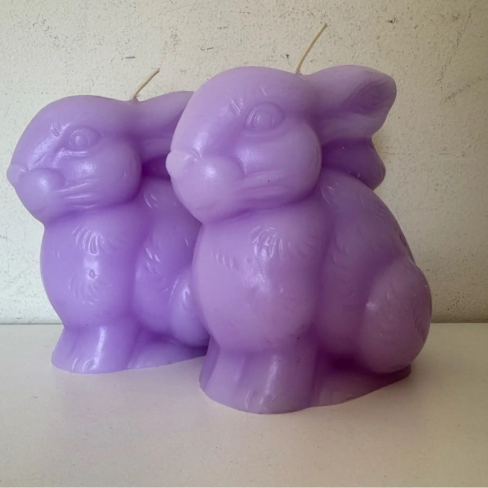 Pier 1 Pastel Lavender Purple Easter Bunny Candles Set of 2